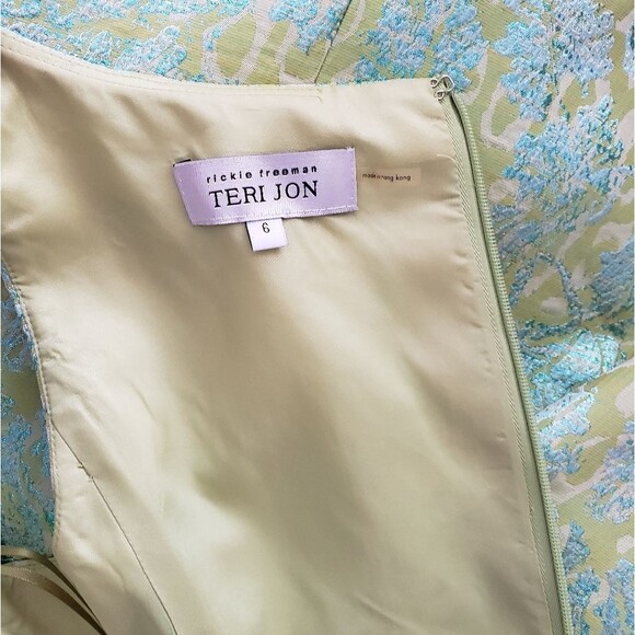 Ricki Freeman Teri Jon Floral Brocade Metallic Embellished Belt Sheath Dress - Picture 9 of 12